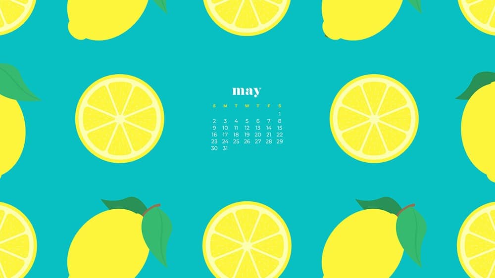 yellow lemon illustrations on a turquoise background 