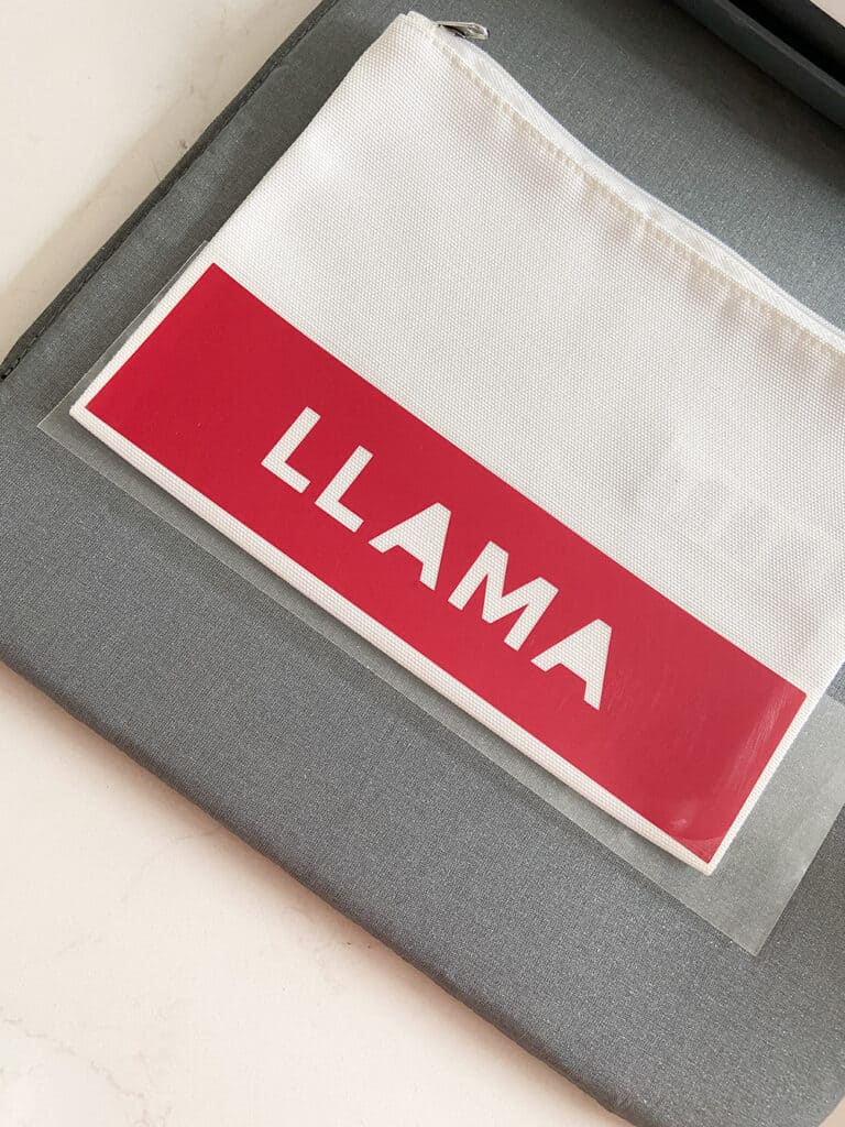  LLAMA iron on design in red for Mother's Day gift basket