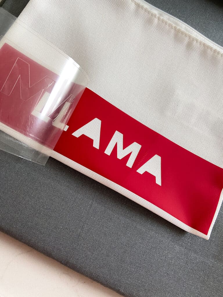 LLAMA iron on design in red for Mother's Day gift bag