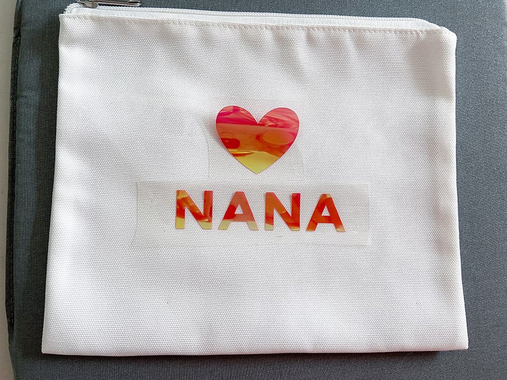 NANA iron on design in red for Mother's Day gift basket