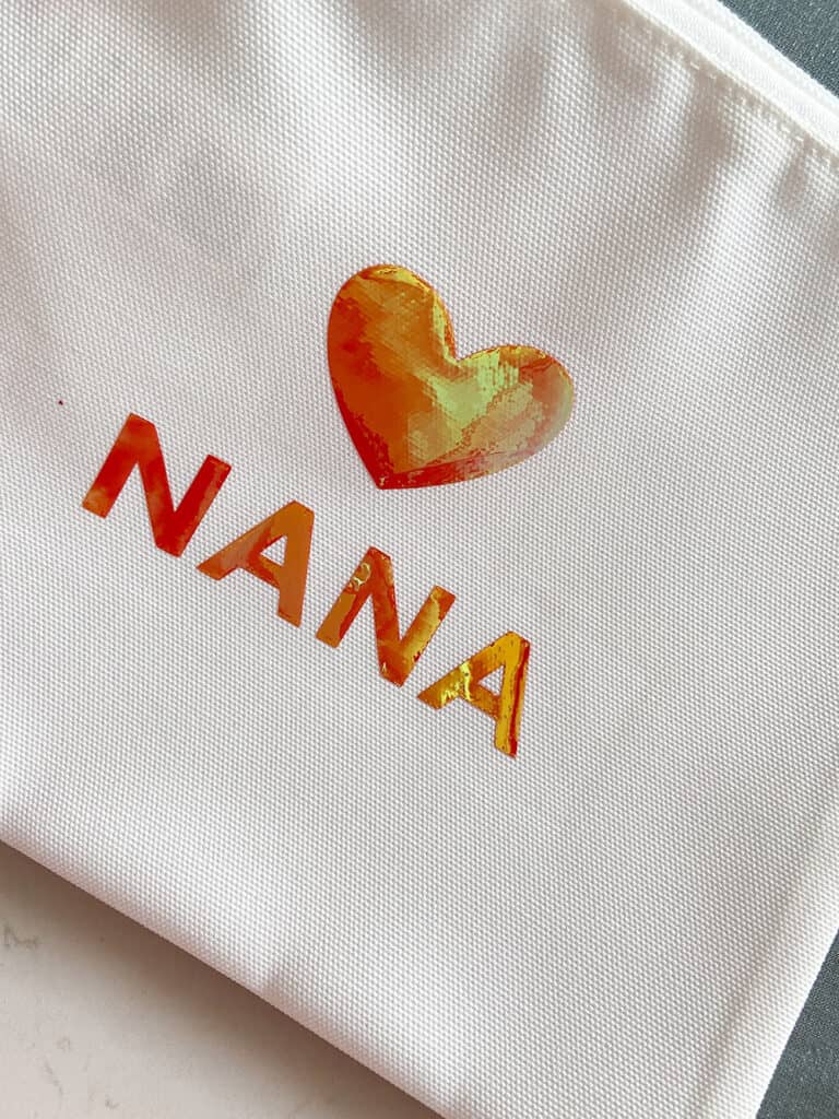 NANA iron on design in red for Mother's Day gift basket