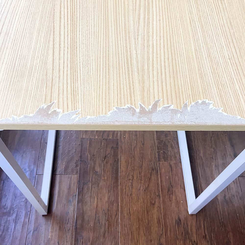 worn out and damaged table top before
