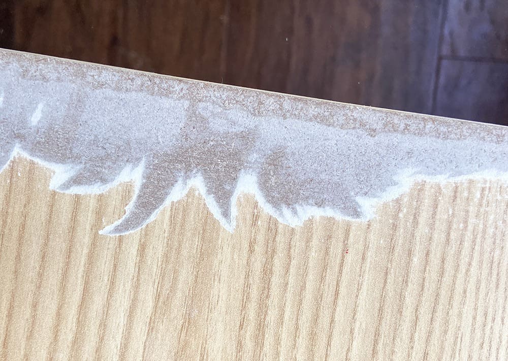 worn out and damaged table top before