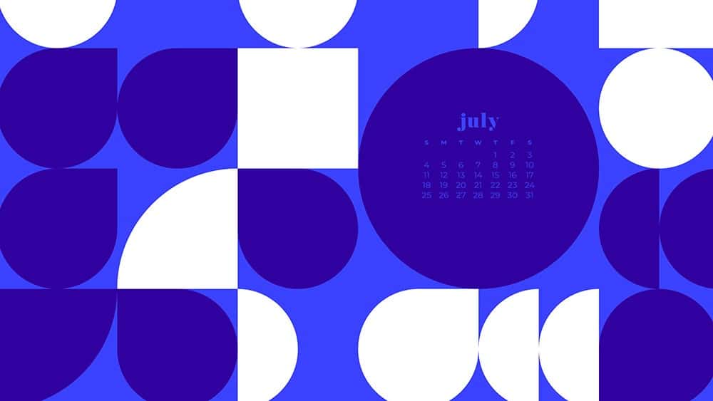 July 2021 wallpaper calendar purple abstract modern shapes in pattern