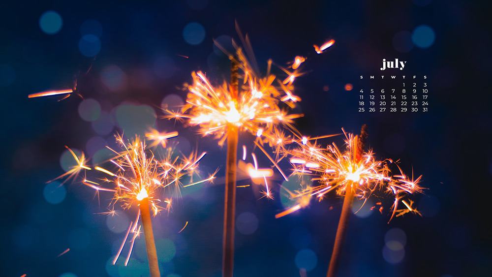 July 2021 wallpaper calendar independence day 4th of july sparklers