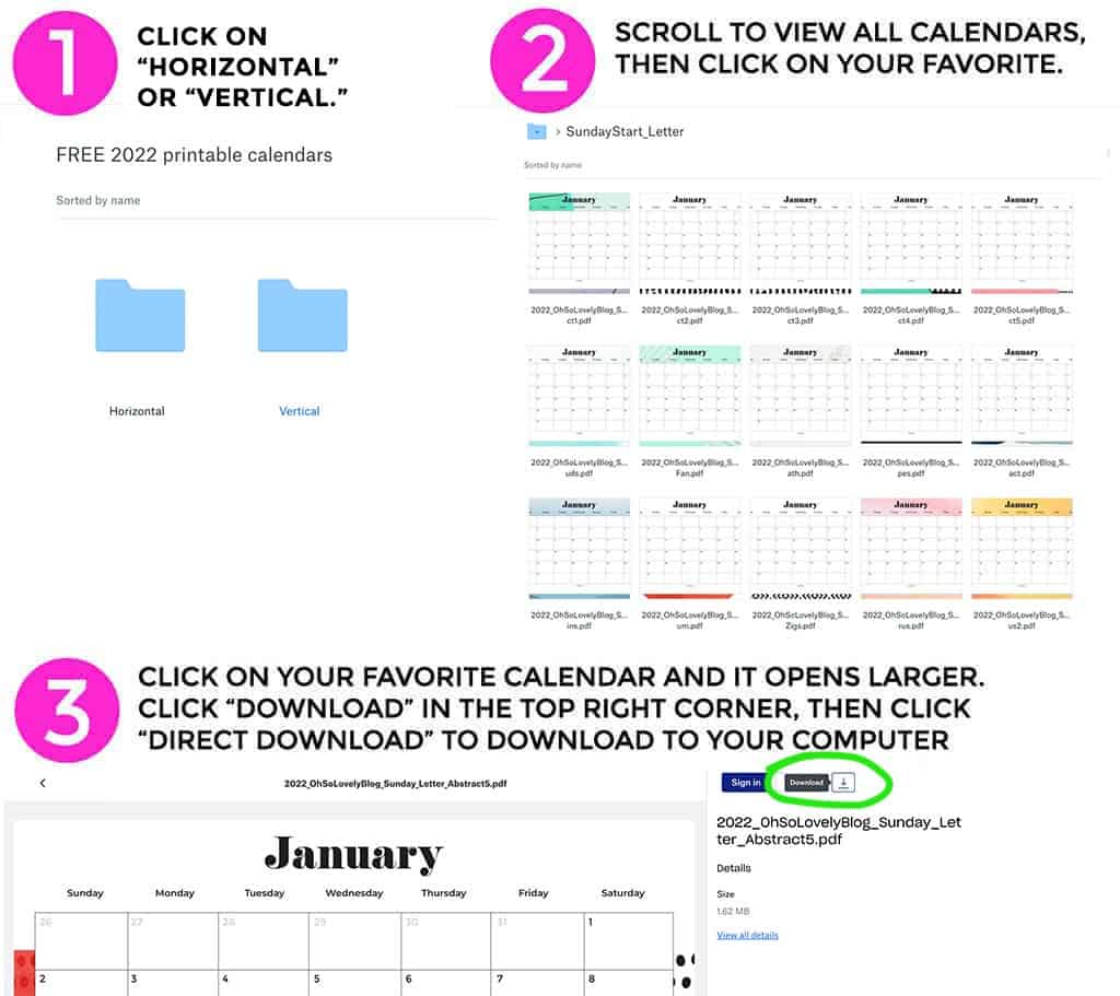 2022 free calendar downloading instructions from dropboxFree 2022 calendars — 250 beautiful horizontal & vertical options in Sunday & Monday starts. Download and print yours today!