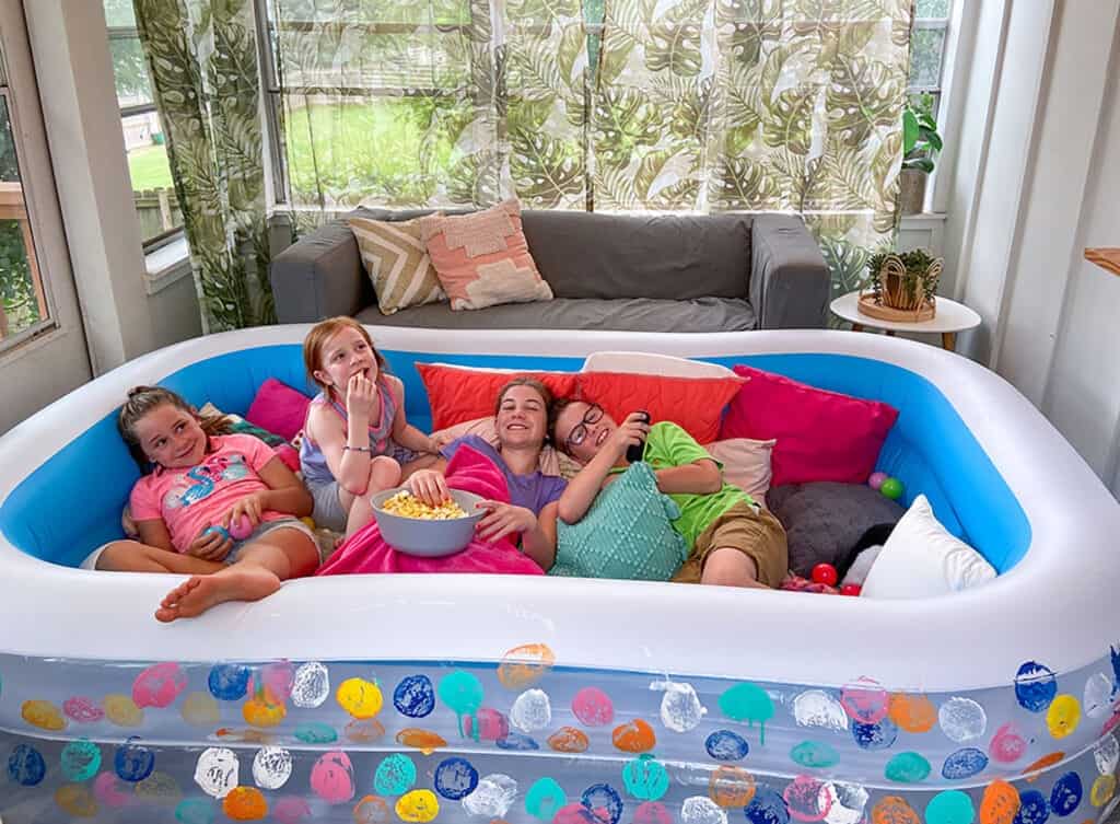 Inflatable pool in living room outlet