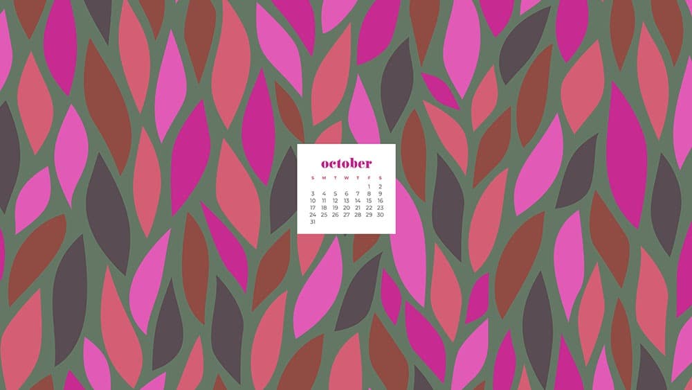 October 2021 - FREE wallpaper calendars in Sunday and Monday starts + no-calendar options. 35 designs for both desktop and smart phones!