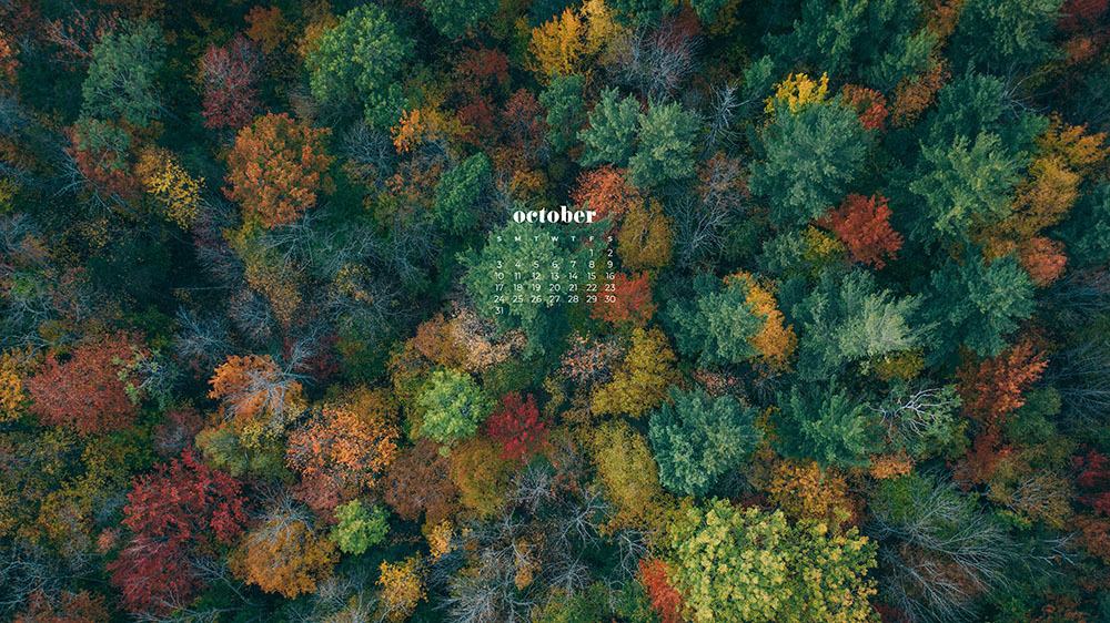 October 2021 - FREE wallpaper calendars in Sunday and Monday starts + no-calendar options. 35 designs for both desktop and smart phones!