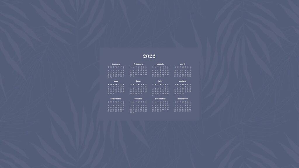 purple tone on tone plant pattern with free 2022 wallpapers full-year calendar for your desktop 