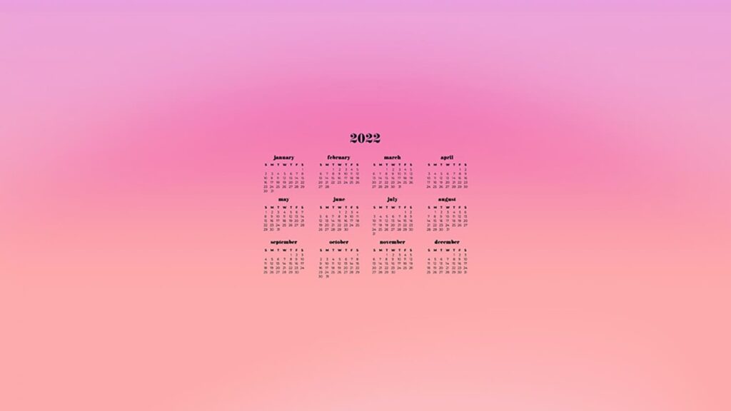 pink and coral ombre with free 2022 wallpapers full-year calendar for your desktop 