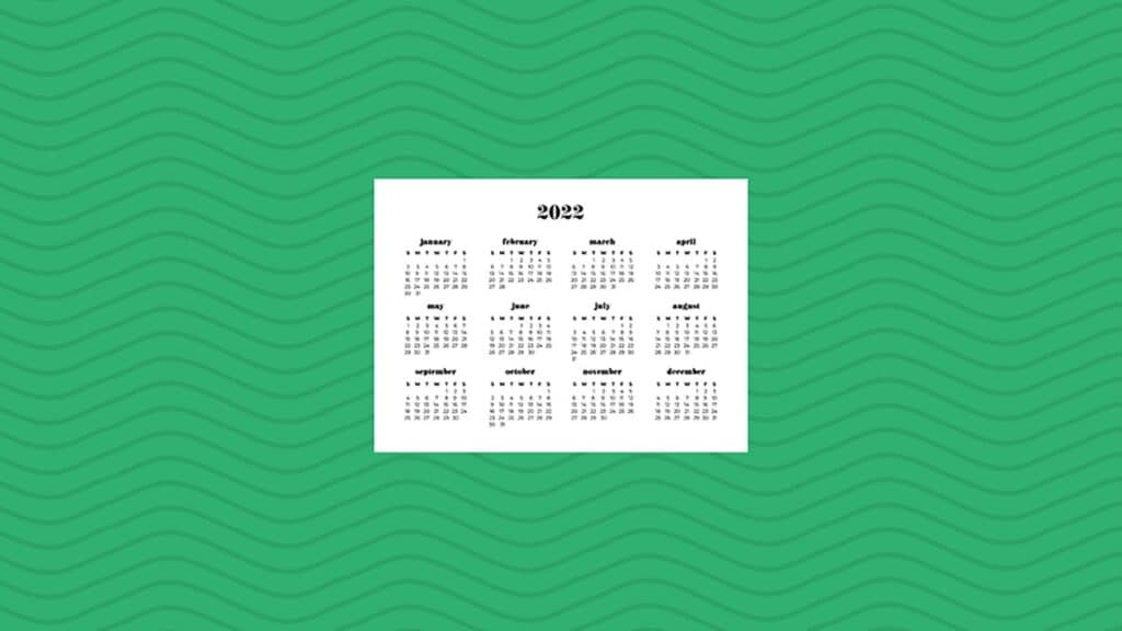 green waves pattern with free 2022 wallpapers full-year calendar for your desktop 