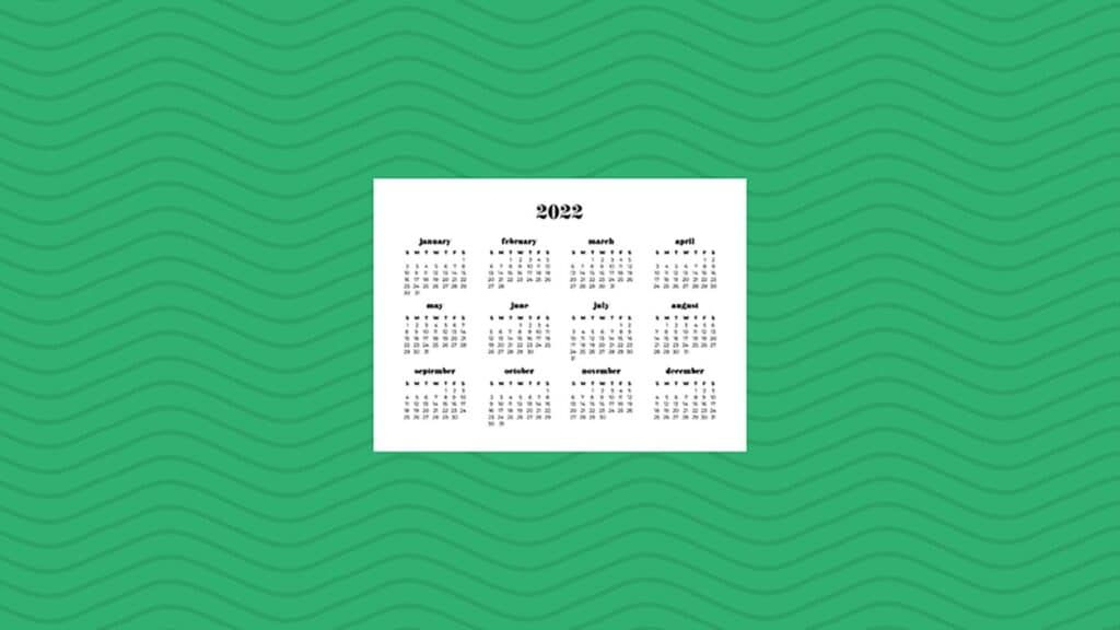 green waves pattern with free 2022 wallpapers full-year calendar for your desktop 