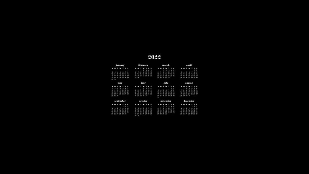 simple black background with free 2022 wallpapers full-year calendar for your desktop 