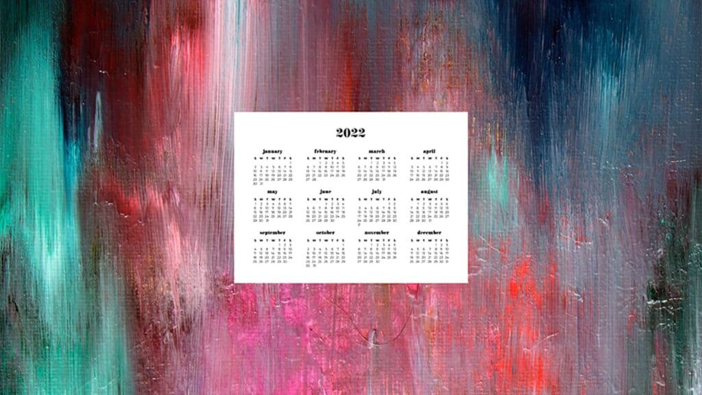 Rainbow acrylic paint with free 2022 wallpapers full-year calendar for your desktop 