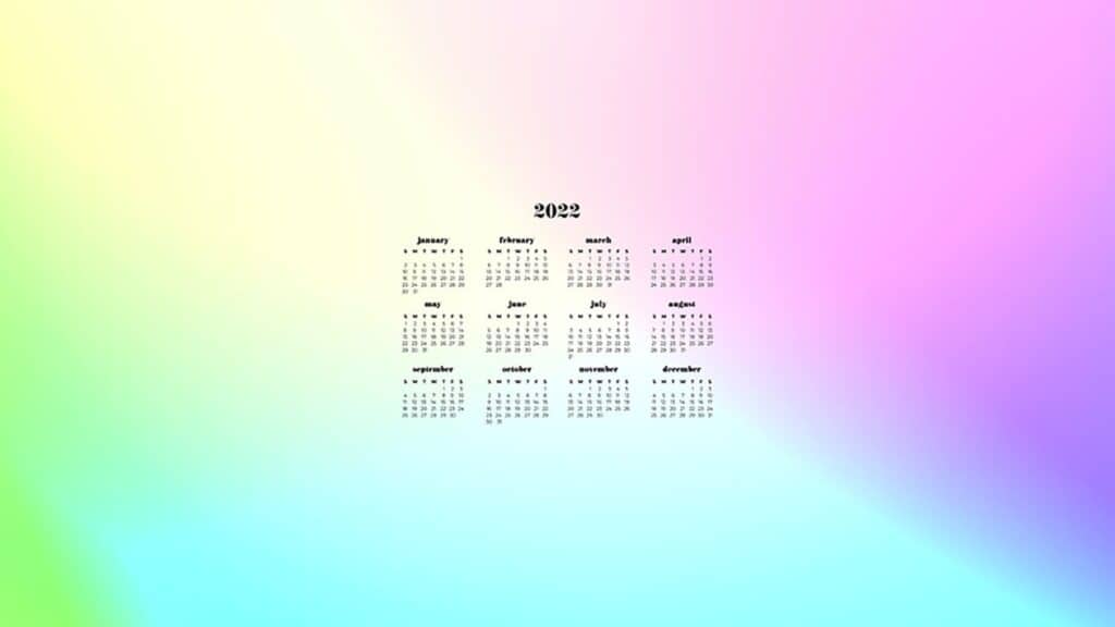rainbow ombre with free 2022 wallpapers full-year calendar for your desktop 