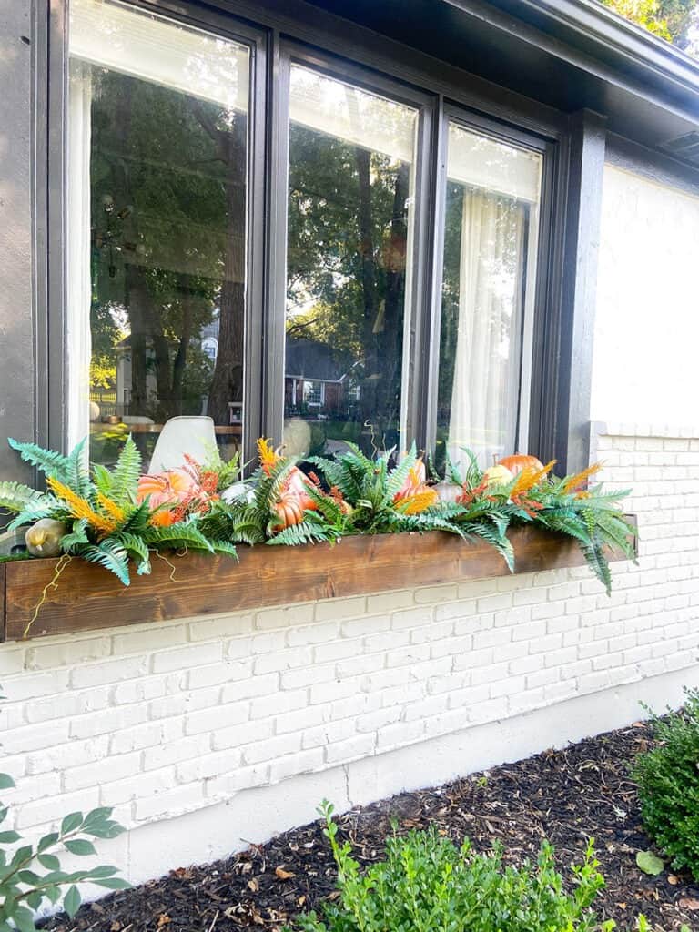 fall front porch and window box decor