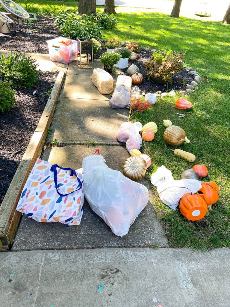 fall decor storage bags and bins