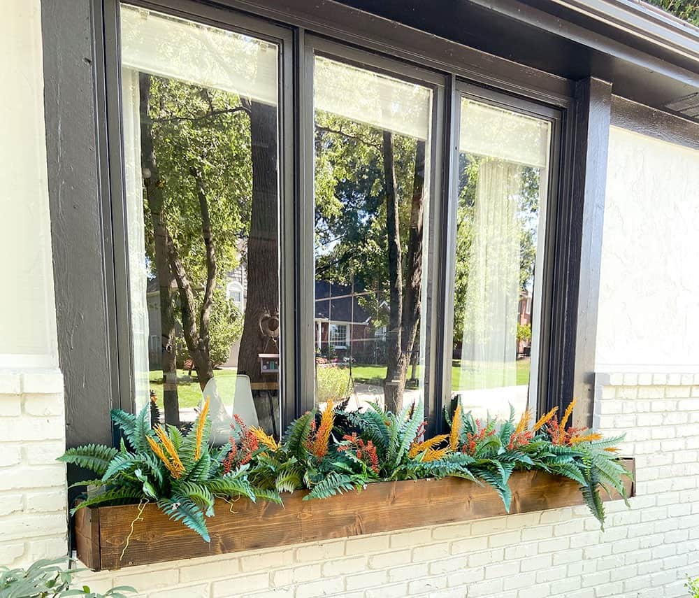 fall front porch and window box decor