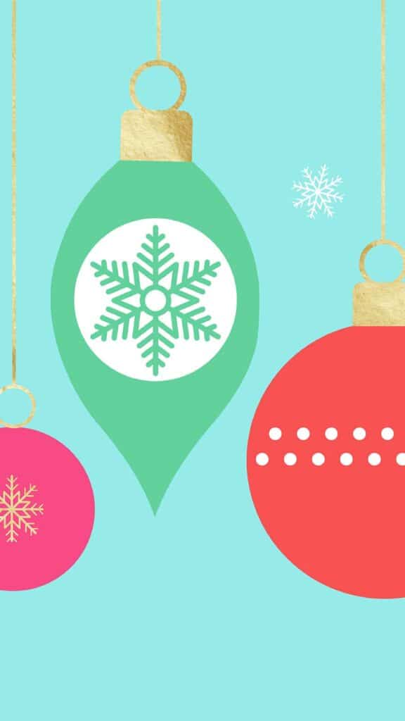 green, coral, pink, and gold foil modern christmas ornaments on aqua background - december wallpaper