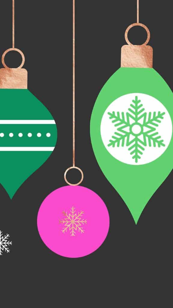 green, lime, pink, and gold foil modern christmas ornaments on black background - december wallpaper