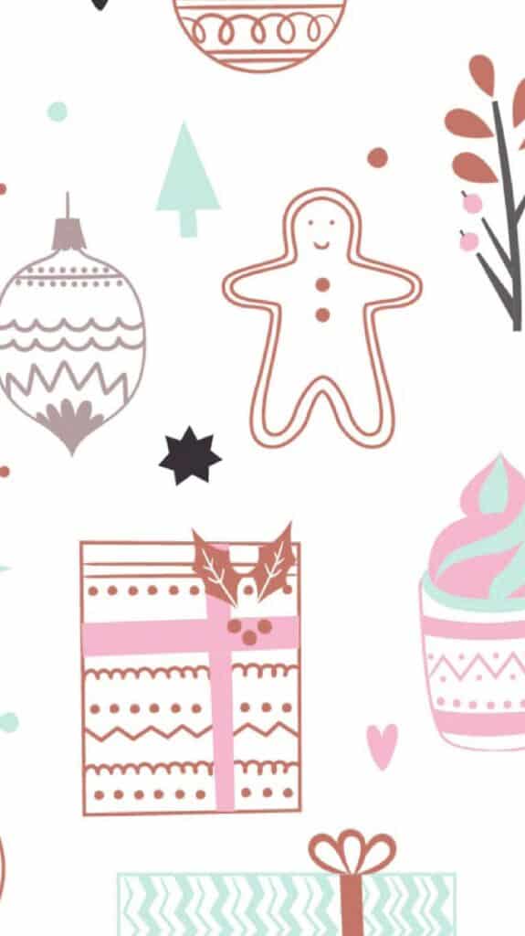 cute winter holiday pattern in pink, aqua, gray, and burnt orange - december digital wallpaper