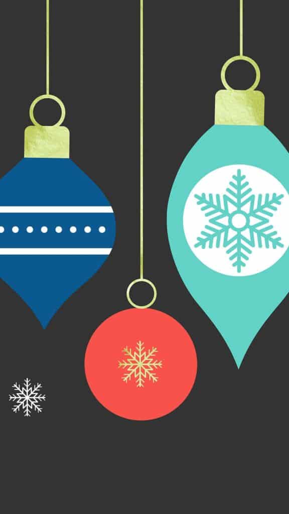 blue, turquoise, orange, and gold foil modern christmas ornaments on black background - december wallpaper