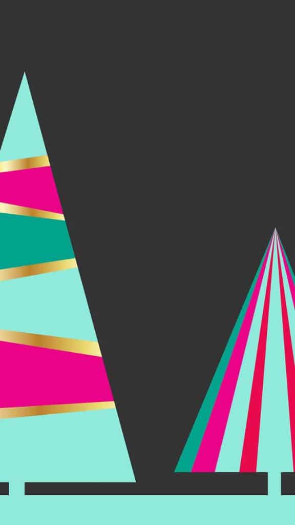 pink, aqua, green and gold modern christmas trees on dark background - december wallpaper