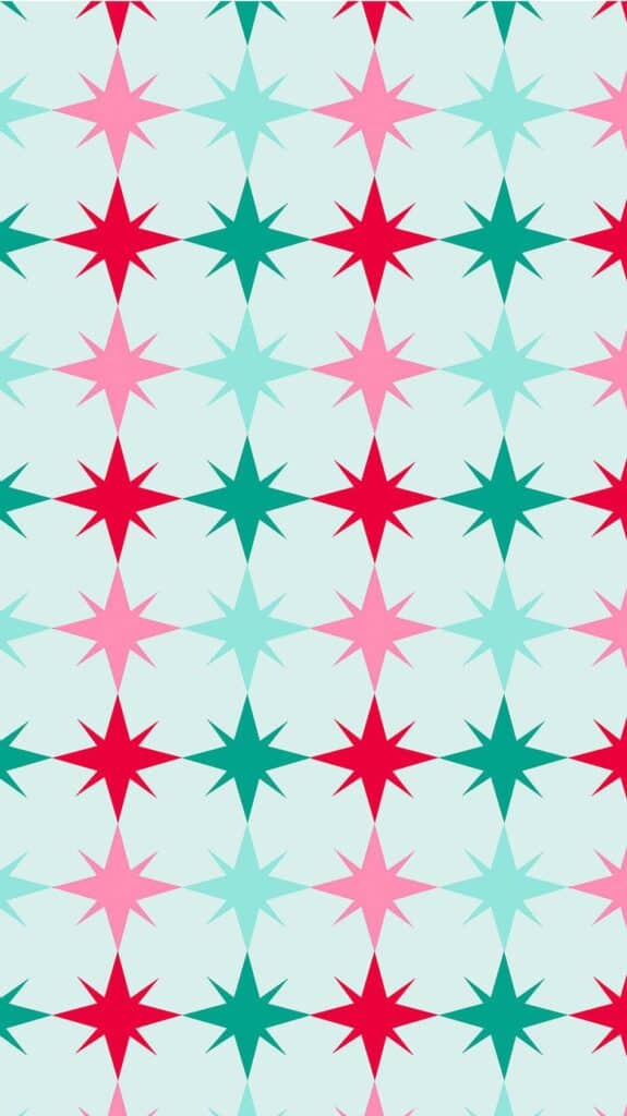 colorful retro sunburst stars on aqua mint background - december digital wallpaper