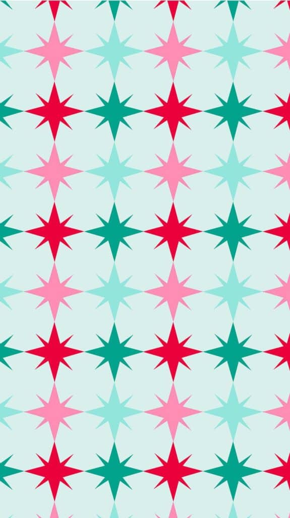 colorful retro sunburst stars on aqua mint background - december digital wallpaper