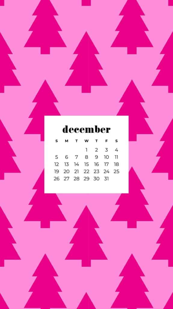 pink tree pattern- free december digital wallpapers