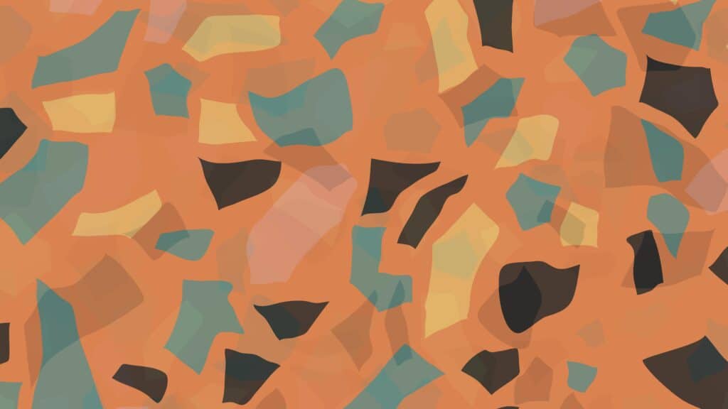 Colorful orange and turquoise terrazzo tile pattern background for wallpapers