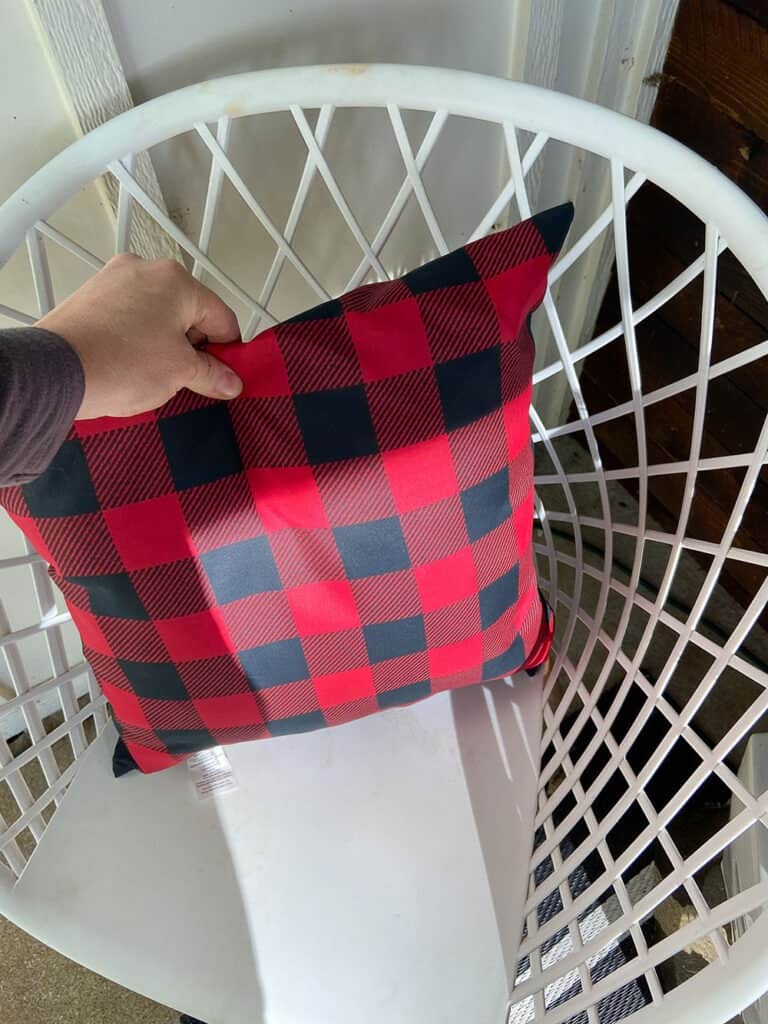 red and black buffalo check pillow