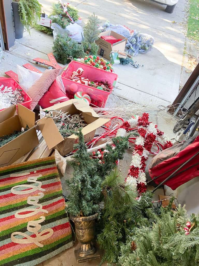 outdoor holiday decor piles