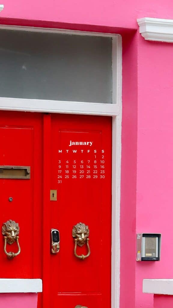 pink house with red doors in notting hill london uk - january 2022 wallpapers