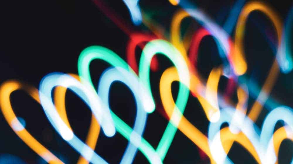 colorful hearts using light and bulb setting