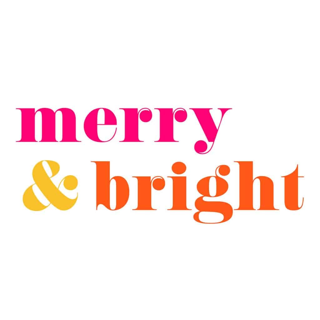 pink, yellow and orange free merry and bright art printables - Holiday art printables