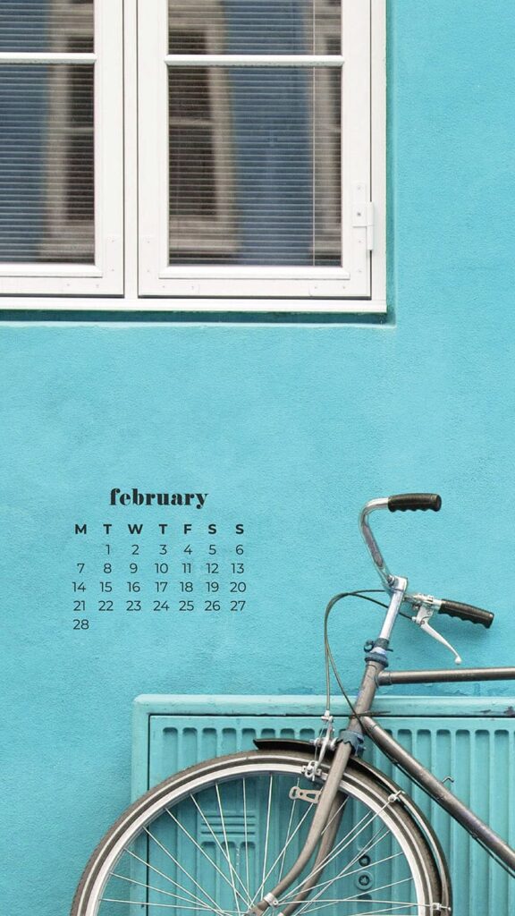 bike propped against turquoise building and black doors