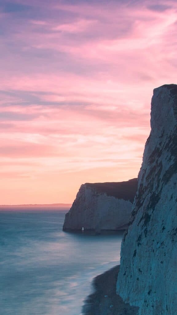 cliffs on the ocean coast at sunset