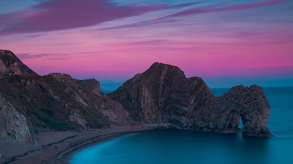 Cliffs on the ocean at sunset