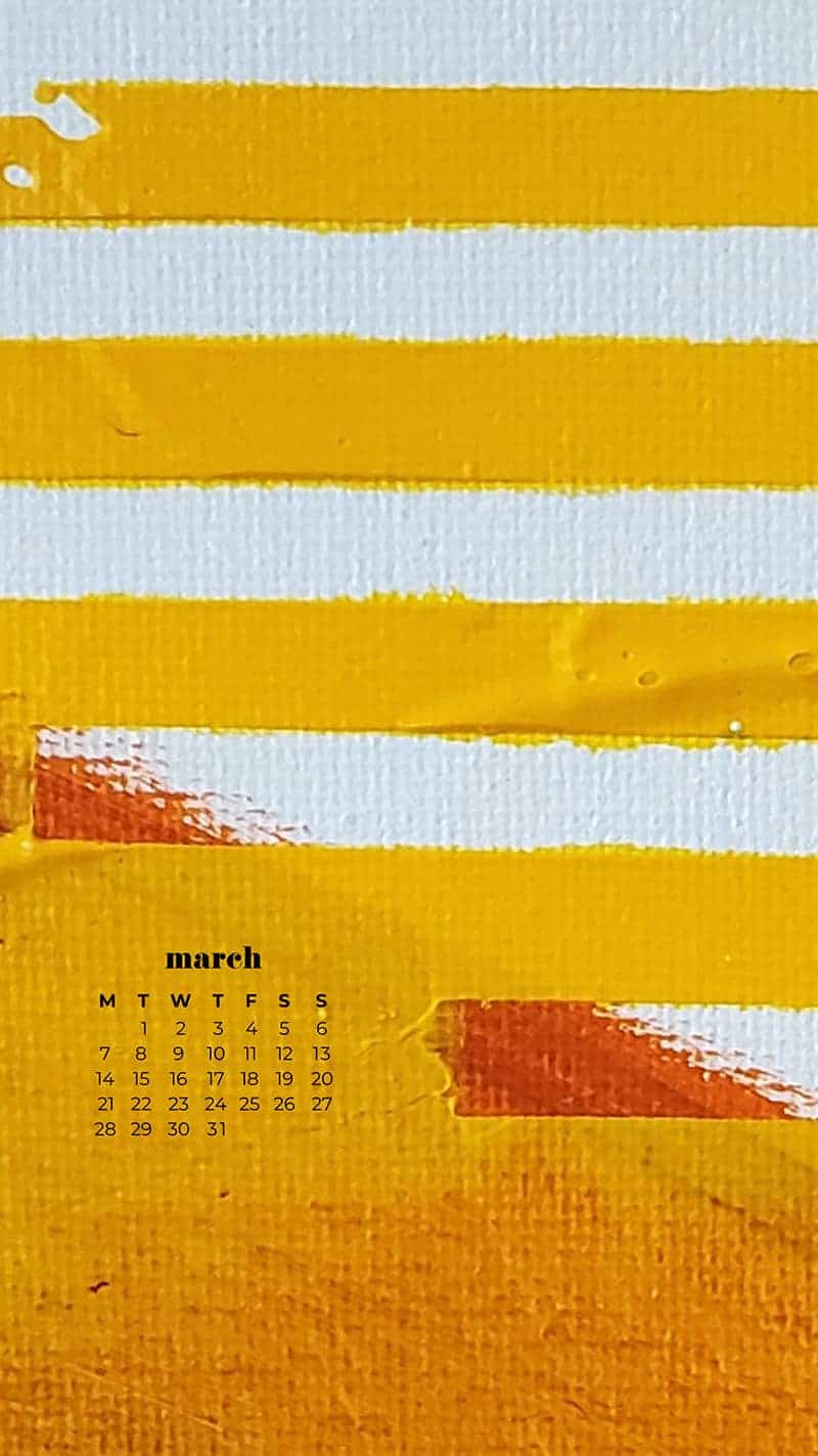 abstract painting with layers of orange and yellow shapes and stripes - March 2022 free desktop wallpaper