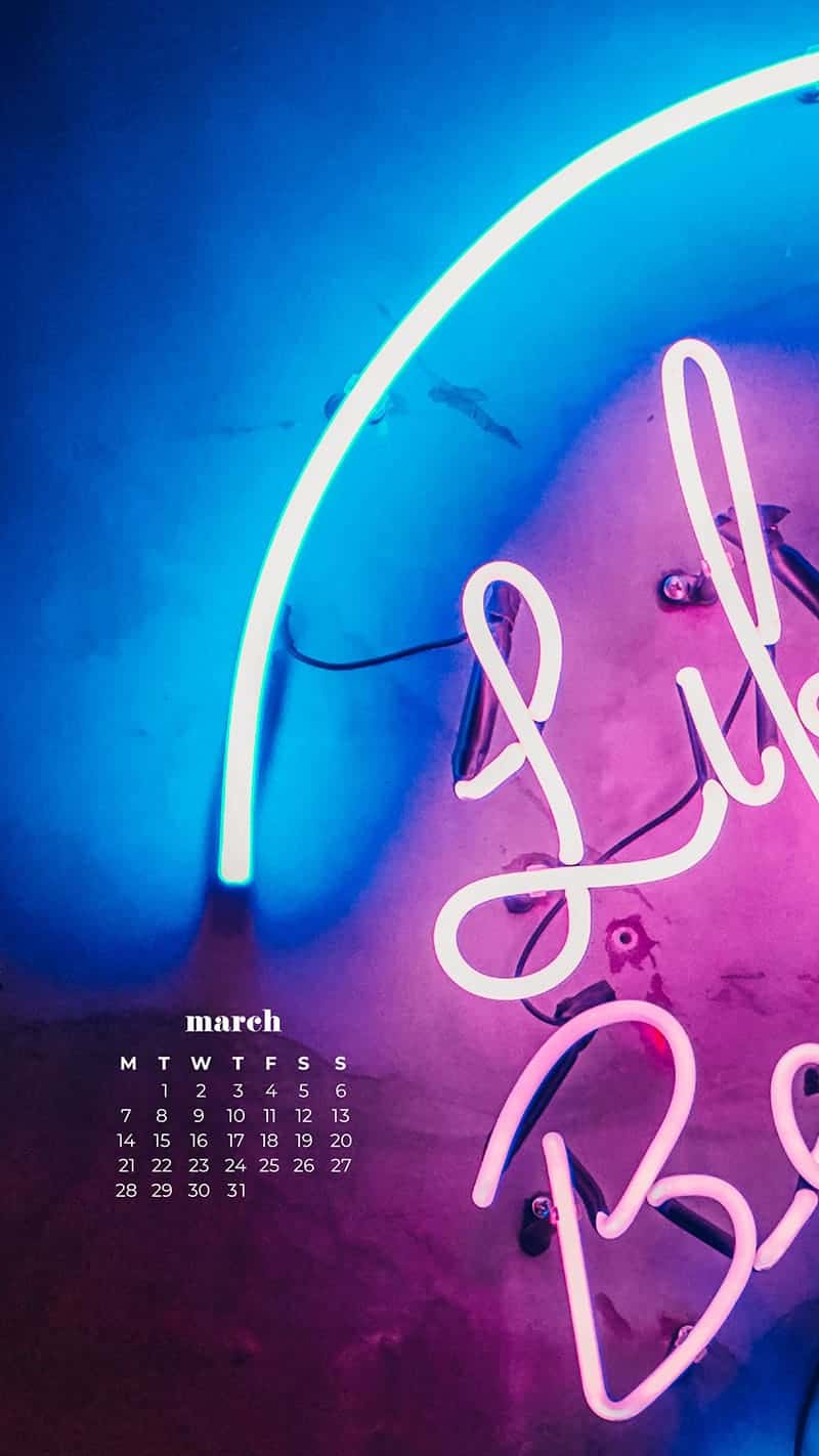 life is beautiful neon sign in blue and pink - March 2022 free desktop wallpaper