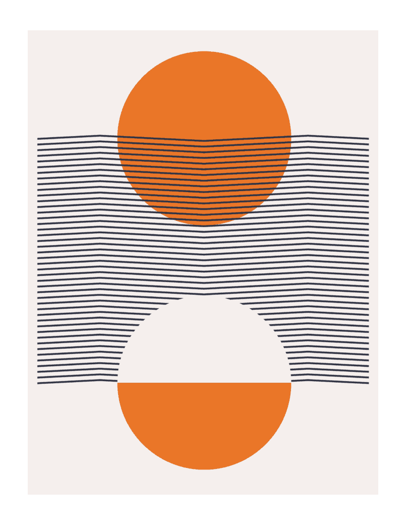 Modern geometric art printables – 9 FREE and fun mid-century designs that work perfectly in gallery walls. Download yours today! Colors used: Orange, black, white, gray