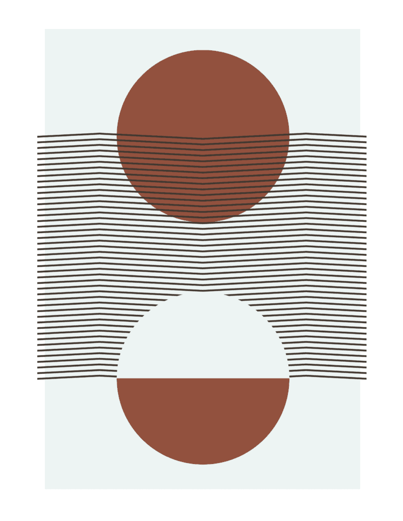 FREE geometric art printables – 9 FREE and fun mid-century designs that work perfectly in gallery walls. Download yours today! Colors used: Rusty brown, black, white, gray