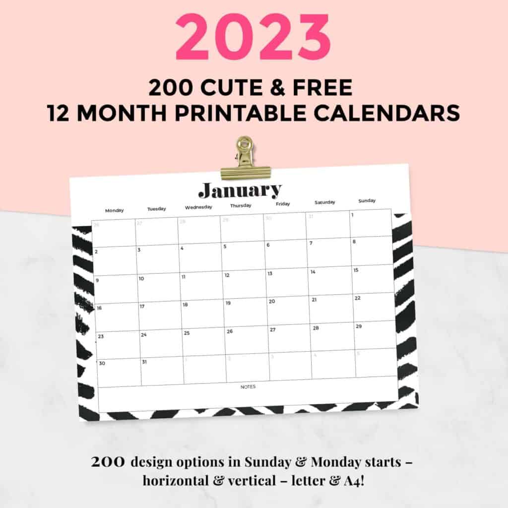 FREE 2023 calendars — 200 beautiful horizontal & vertical options in Sunday & Monday starts. Download and print yours today!