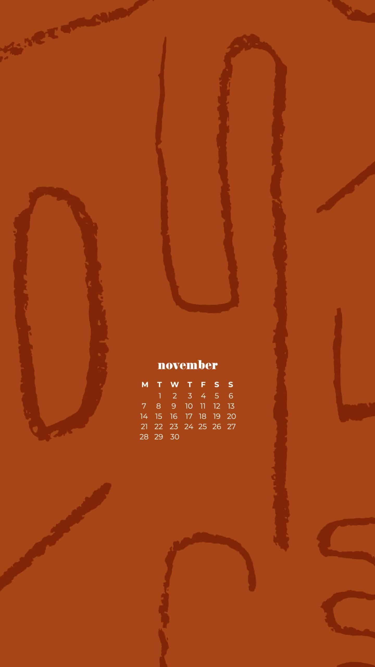 abstract burnt orange background with sketched pattern rustic illustration November 2022 wallpapers – FREE calendars in Sunday & Monday starts + no-calendar designs. 59 beautiful options for desktop & smart phones!