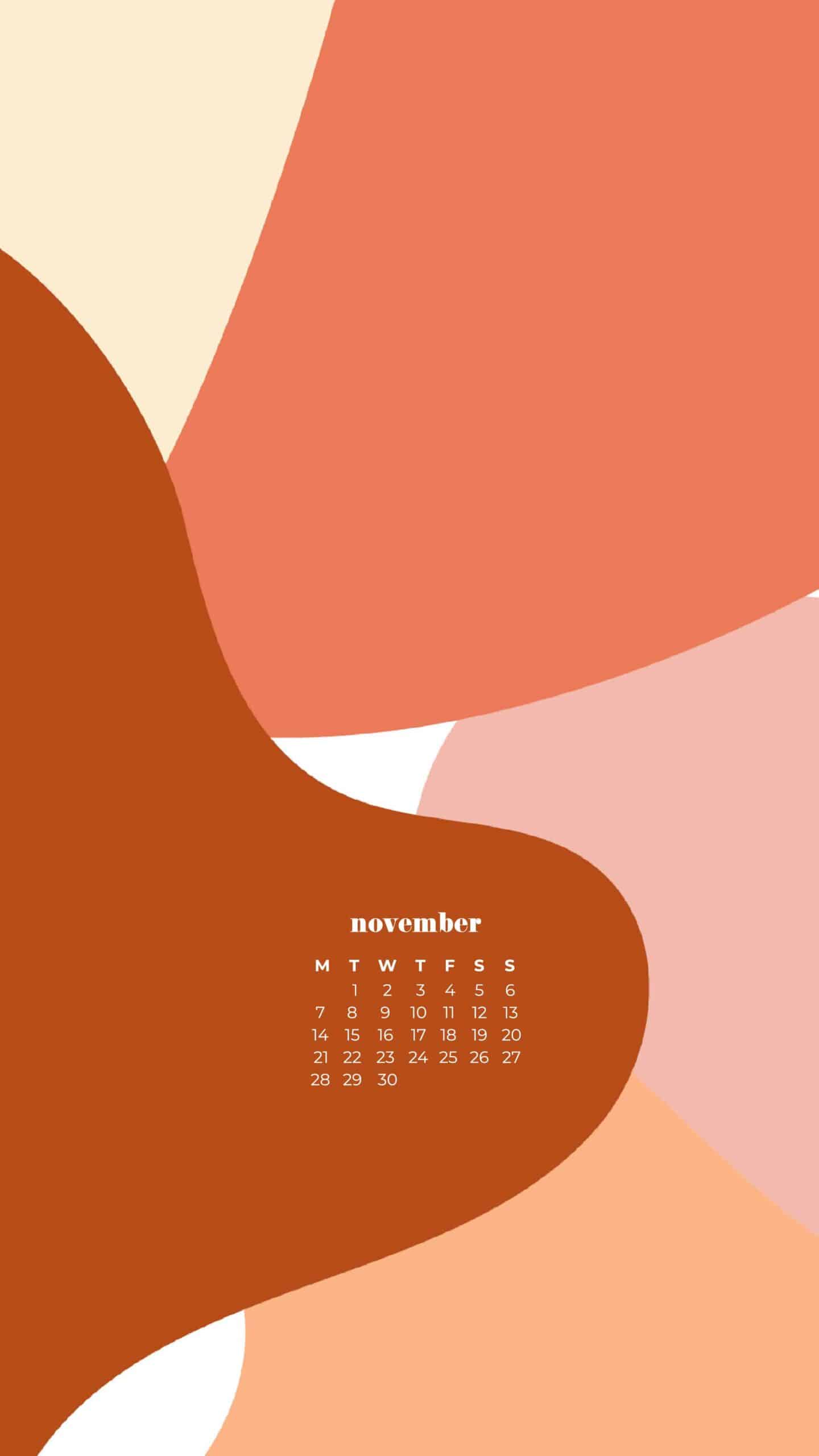 coral, cream, rust and dusty ppink geometric pattern design November 2022 wallpapers – FREE calendars in Sunday & Monday starts + no-calendar designs. 59 beautiful options for desktop & smart phones!