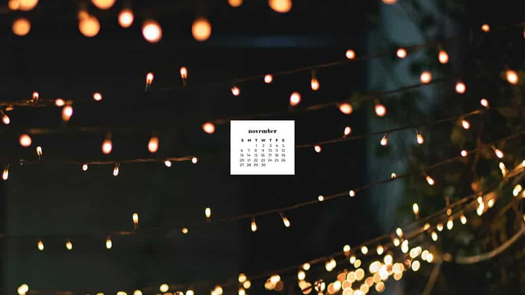 bokeh patio cafe lights at night blurry background November 2022 wallpapers – FREE calendars in Sunday & Monday starts + no-calendar designs. 59 beautiful options for desktop & smart phones!