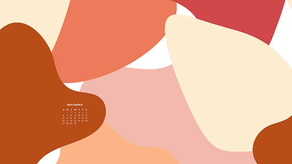 coral, cream, rust and dusty ppink geometric pattern design November 2022 wallpapers – FREE calendars in Sunday & Monday starts + no-calendar designs. 59 beautiful options for desktop & smart phones!