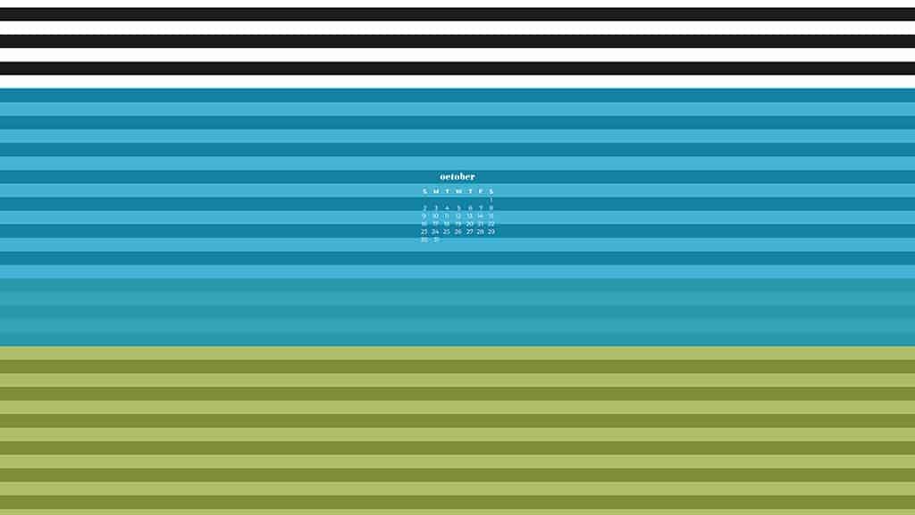 striped modern design with turquoise and lime overlays October 2022 wallpapers – FREE calendars in Sunday & Monday starts + no-calendar designs. 55 beautiful options for desktop & smart phones!